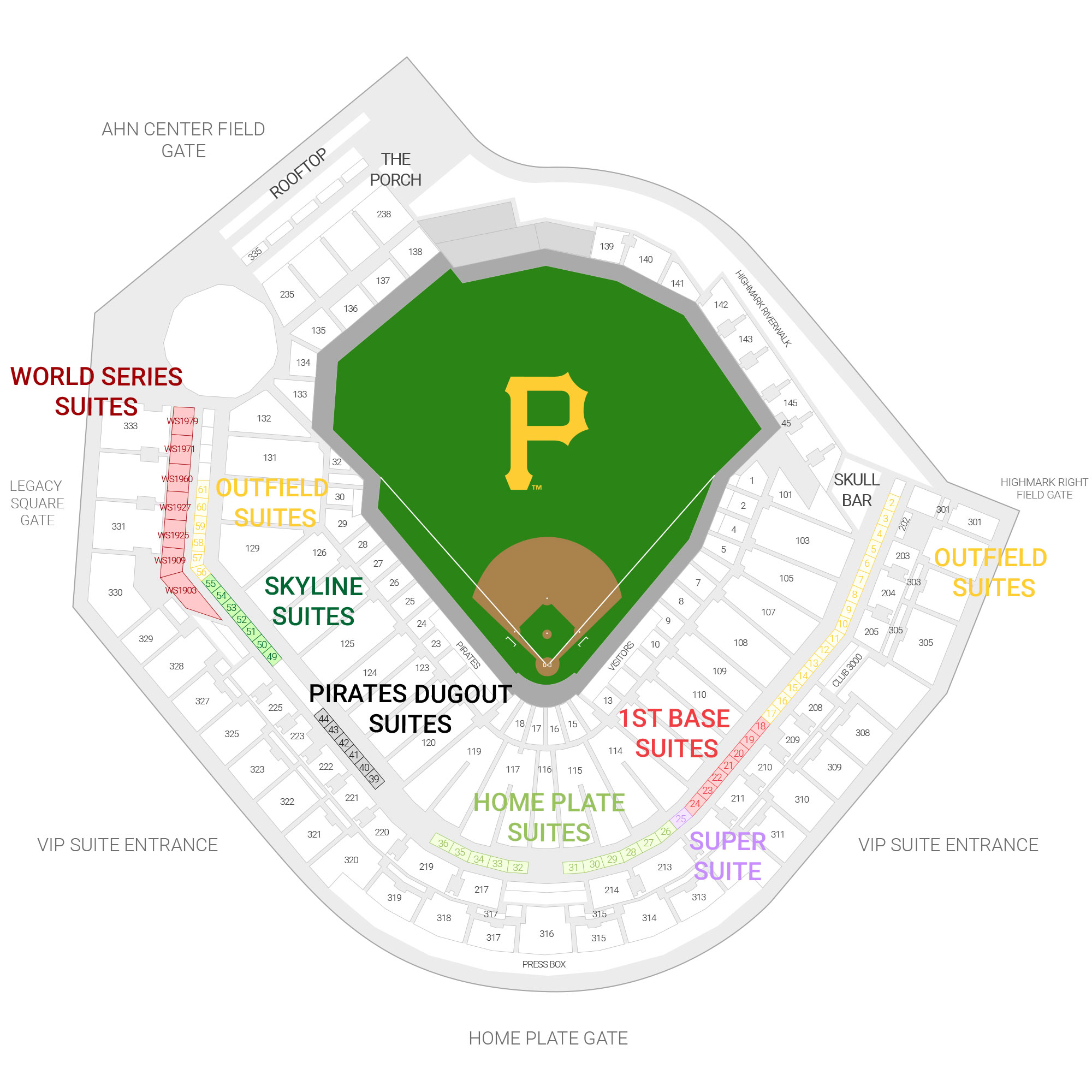 PNC Park / Pittsburgh Pirates Suite Map and Seating Chart